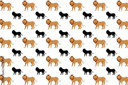 Flat Lion Animal Pattern Background