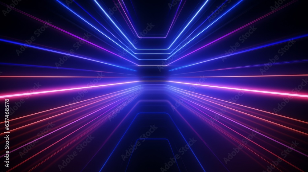 abstract futuristic background with purple and blue glowing neon moving high speed wave lines. AI generative. abstract futuristic background with purple and blue glowing neon moving high speed wave lines. AI generative.