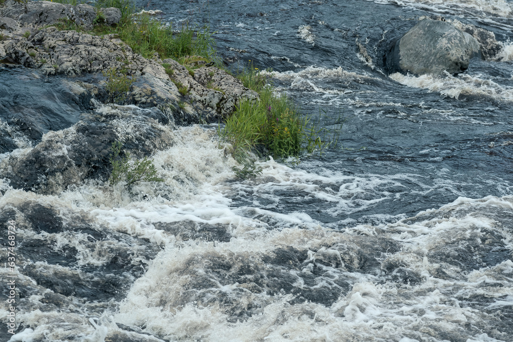 turbulent stream in the river rapids