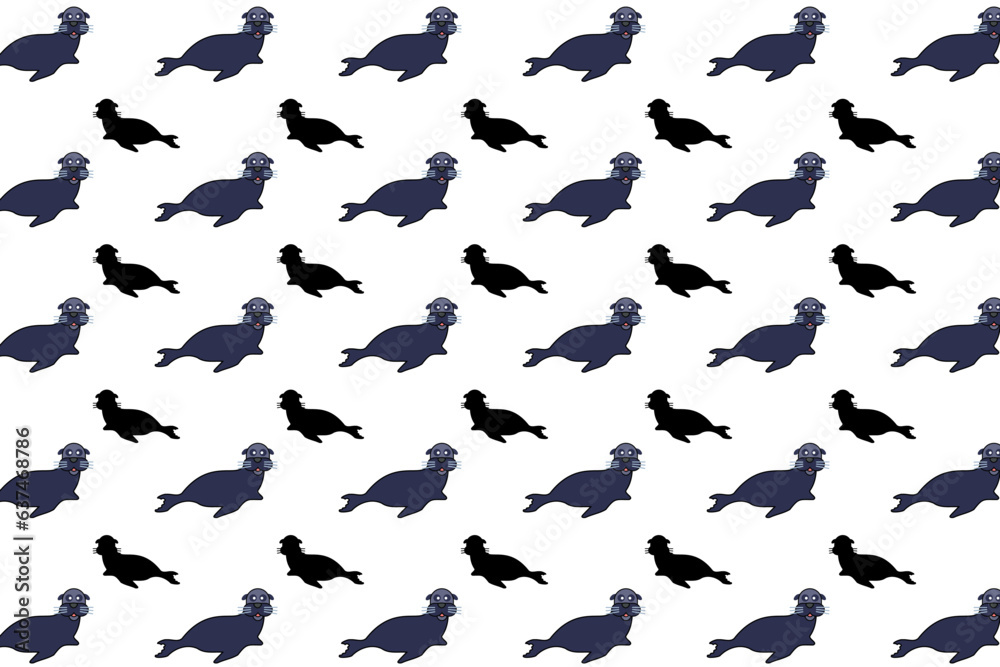 Flat Sea Lion Pattern Background Flat Sea Lion Pattern Background