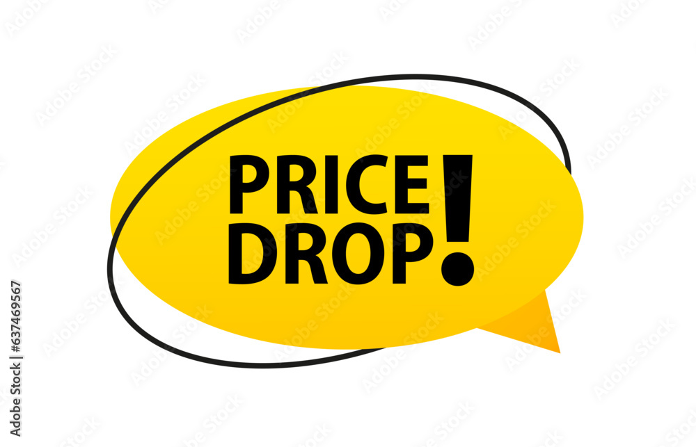 Price drop. Origami style speech bubble banner. Sticker design template with Price drop text. Isolated on white background. Vector illustration Price drop. Origami style speech bubble banner. Sticker design template with Price drop text. Isolated on white background. Vector illustration