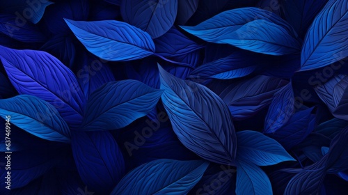Blue leaves bundle background. AI generative. © vadymstock