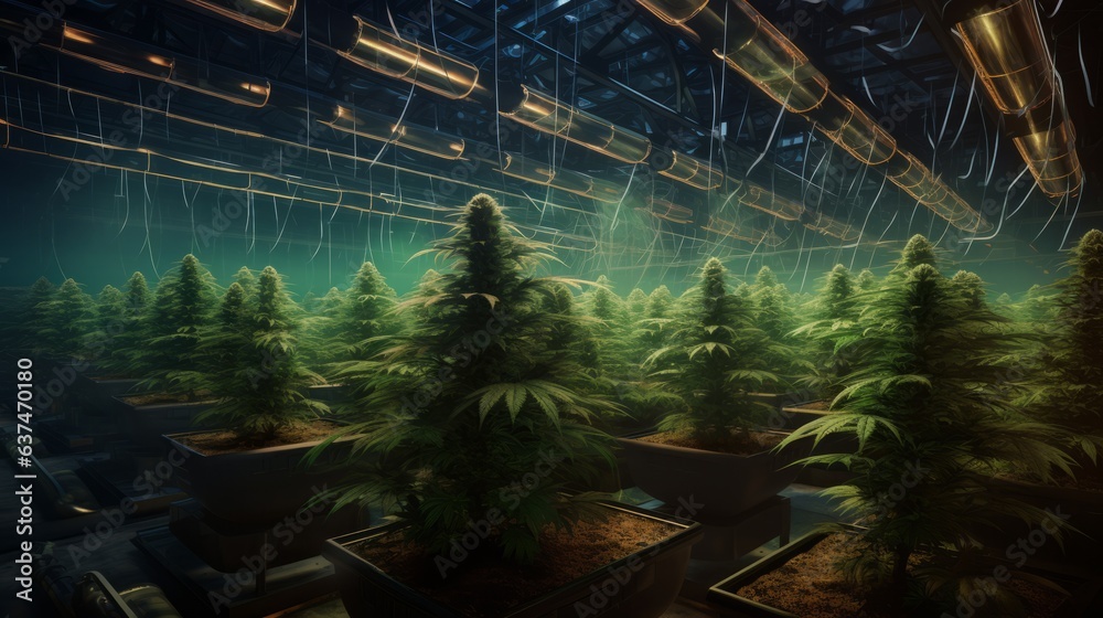 Cannabis cultivation farm industry. AI generative.