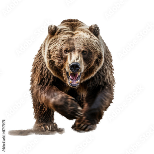 Wallpaper Mural a full-body view of a  Grizzly bear, angry as a transparent PNG Nature-themed, photorealistic illustration. Generative ai Torontodigital.ca