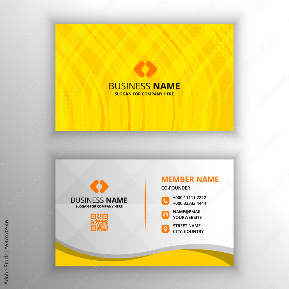 Modern Abstract Striped Yellow Business Card Template Modern Abstract Striped Yellow Business Card Template