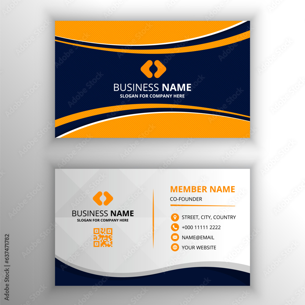 Obraz premium Modern Blue and Yellow Curved Business Card Template