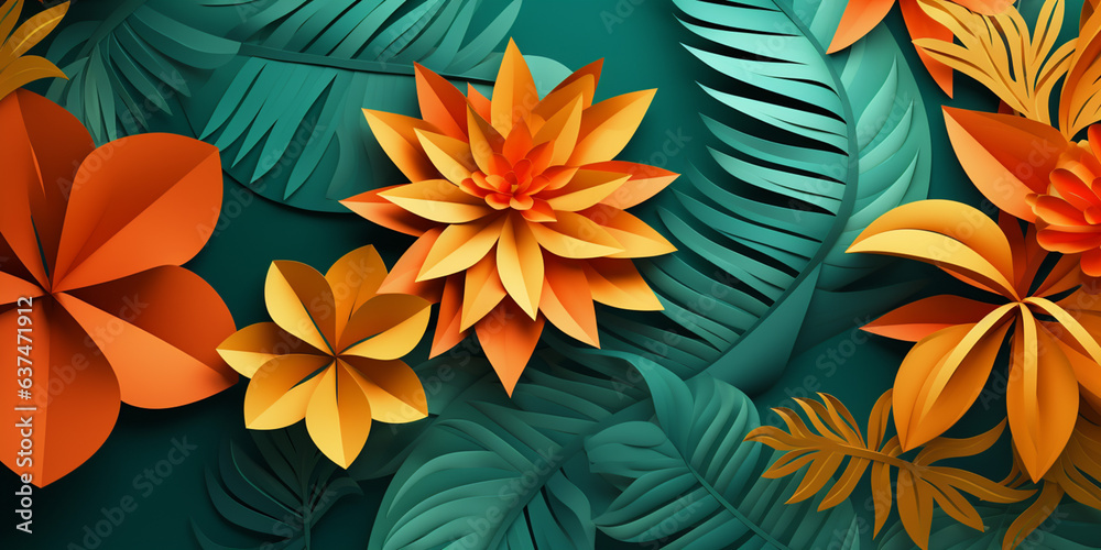 Paper art floral background Paper art floral background