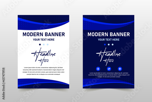 Modern Blue Curved Vector Banner Template