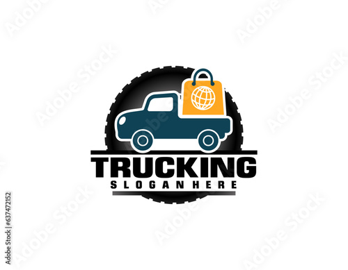 Business logo logistic truck design trailer transport  express cargo delivery company template idea