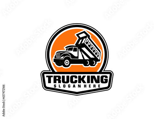 Dump trucking company logo design. Tipper truck logo vector isolated. Ready made logo template set vector isolated