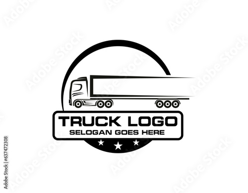 trucking company logo. Bold badge emblem logo concept. Ready made logo template set vector isolated
