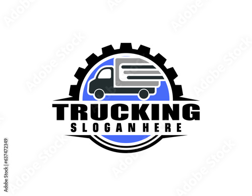 trucking company logo. Bold badge emblem logo concept. Ready made logo template set vector isolated