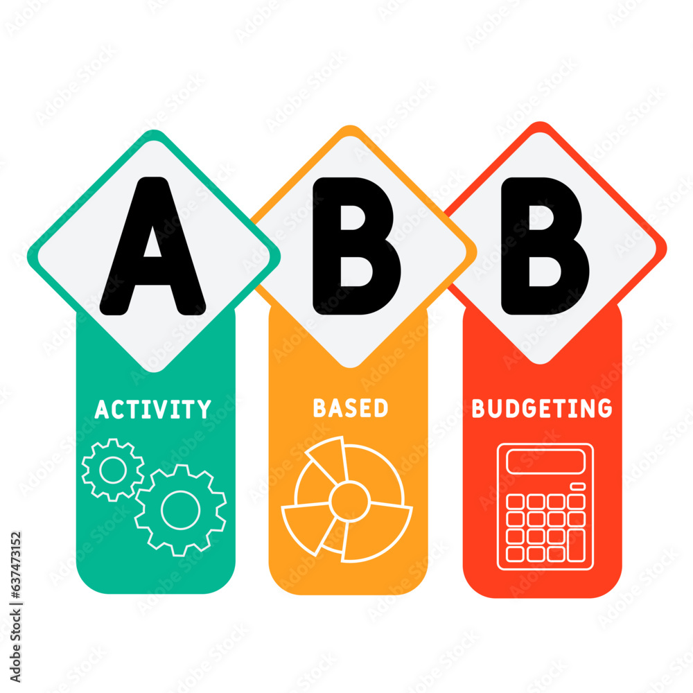 ABB Activity-based budgeting concept acronym. business concept background. vector illustration concept with keywords and icons. lettering illustration with icons for web banner, flyer, landing ABB Activity-based budgeting concept acronym. business concept background. vector illustration concept with keywords and icons. lettering illustration with icons for web banner, flyer, landing