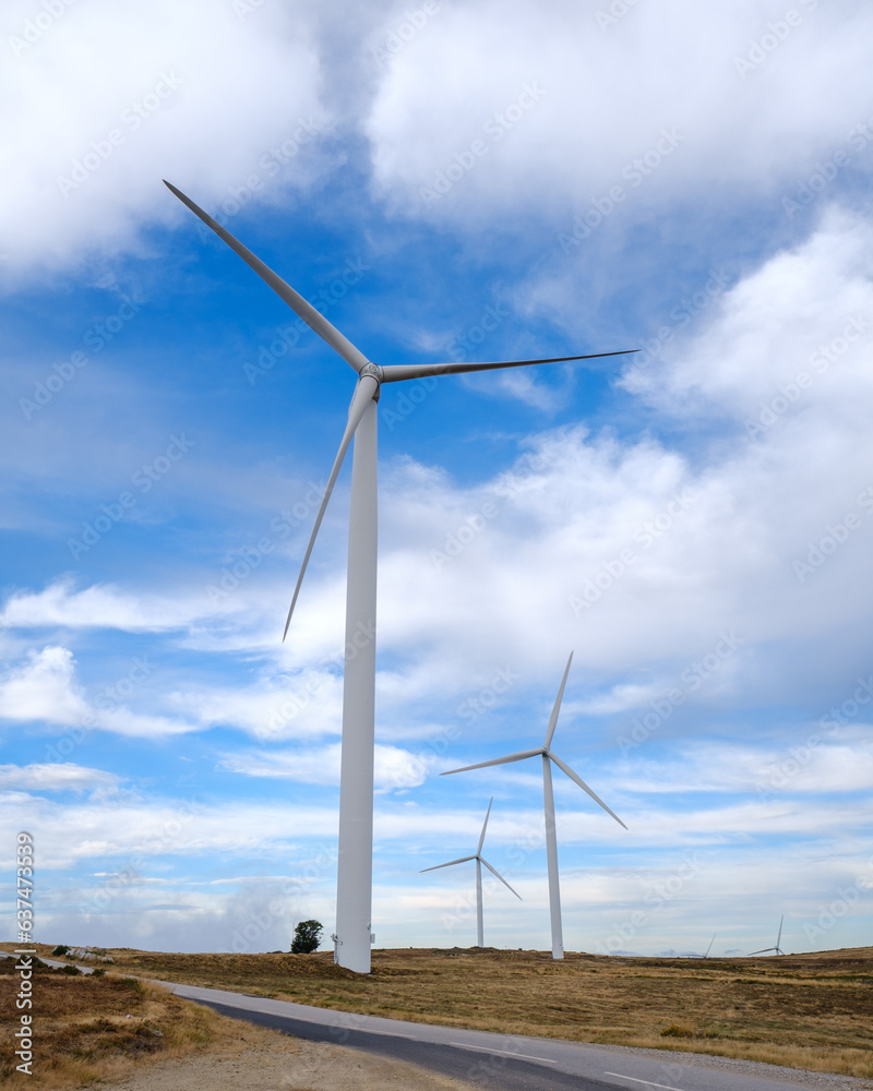 Wind turbines in the middle of the mountains. Portugal, 2023 Wind turbines in the middle of the mountains. Portugal, 2023