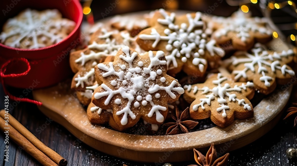 Fototapeta premium Festive holiday bake, Christmas cookie 