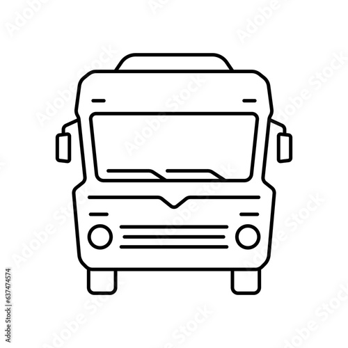 Motorhome icon. Camper, caravan. Black contour linear silhouette. Front view. Editable strokes. Vector simple flat graphic illustration. Isolated object on a white background. Isolate.