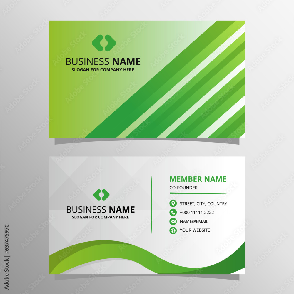 Fototapeta premium Modern Green Striped Business Card Template