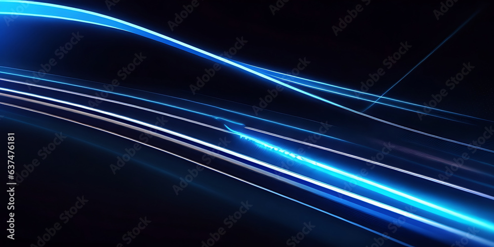 Abstract stylish light trail on black background. Blue glowing neon lines effect illustration Abstract stylish light trail on black background. Blue glowing neon lines effect illustration
