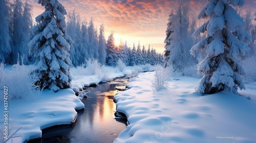 Winter wonderland landscape in the mountains © thesweetsheep