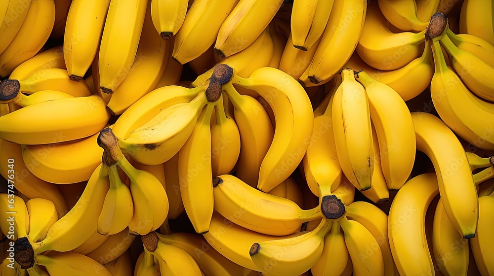  a bunch of ripe bananas sitting on top of each other.  generative ai