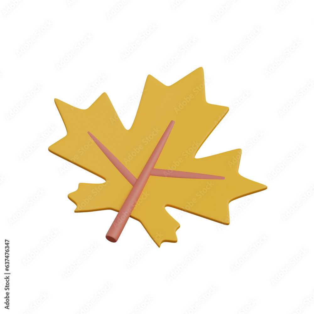 3d maple leaf autumn icon