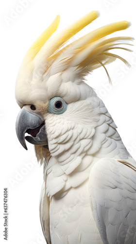 a Sulfur-Crested Cockatoo Portrait, side view in a Nature-themed, illustration in a PNG, cutout, and isolated. Generative ai
