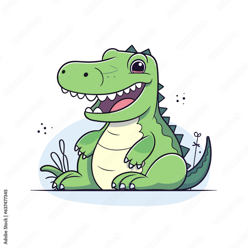 Fototapeta premium Crocodile. Crocodile hand-drawn comic illustration. Cute vector doodle style cartoon illustration.