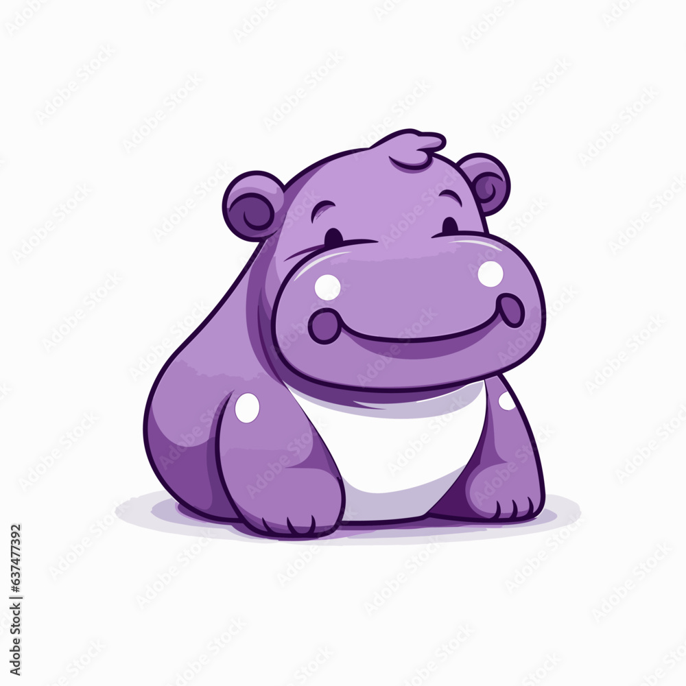 Naklejka premium Hippopotamus. Hippo hand-drawn comic illustration. Cute vector doodle style cartoon illustration.