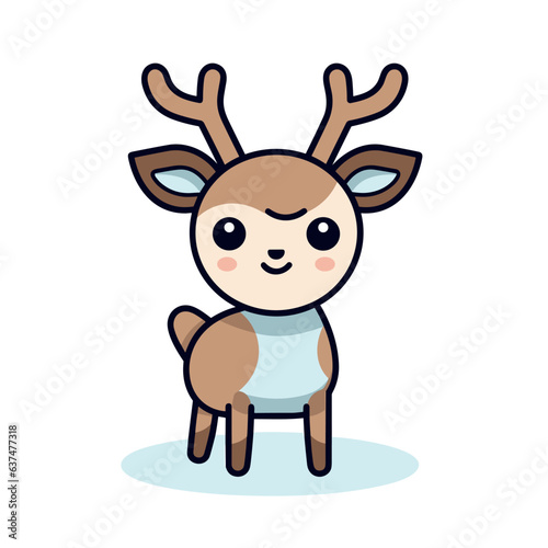 Deer. Deer hand-drawn comic illustration. Cute vector doodle style cartoon illustration.