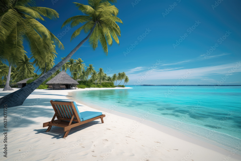 Relaxing beach getaway with palm trees and crystal clear waters