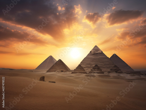 Fototapeta Naklejka Na Ścianę i Meble -  Egypt pyramids sunset