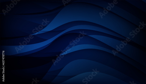 Elegant abstract blank background with wave flow shape curved lines dark blue gradient color