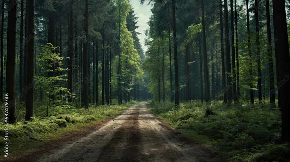 Fototapeta premium road in the woods.Generative Ai
