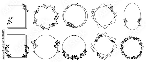 Set of various floral frames.Vector graphics.