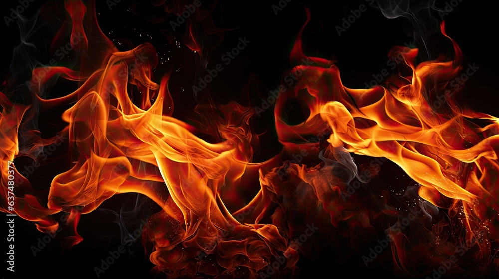 Flames of Fire on a dark background in a Graphic resource-themed image as a JPG square format. generative ai Flames of Fire on a dark background in a Graphic resource-themed image as a JPG square format. generative ai