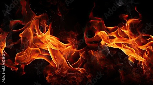 Flames of Fire on a dark background in a Graphic resource-themed image as a JPG square format. generative ai