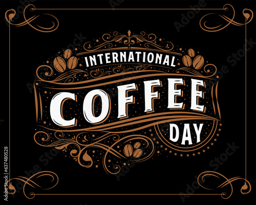 Hand drawn International coffee day vector illustration. Happy national coffee day design.