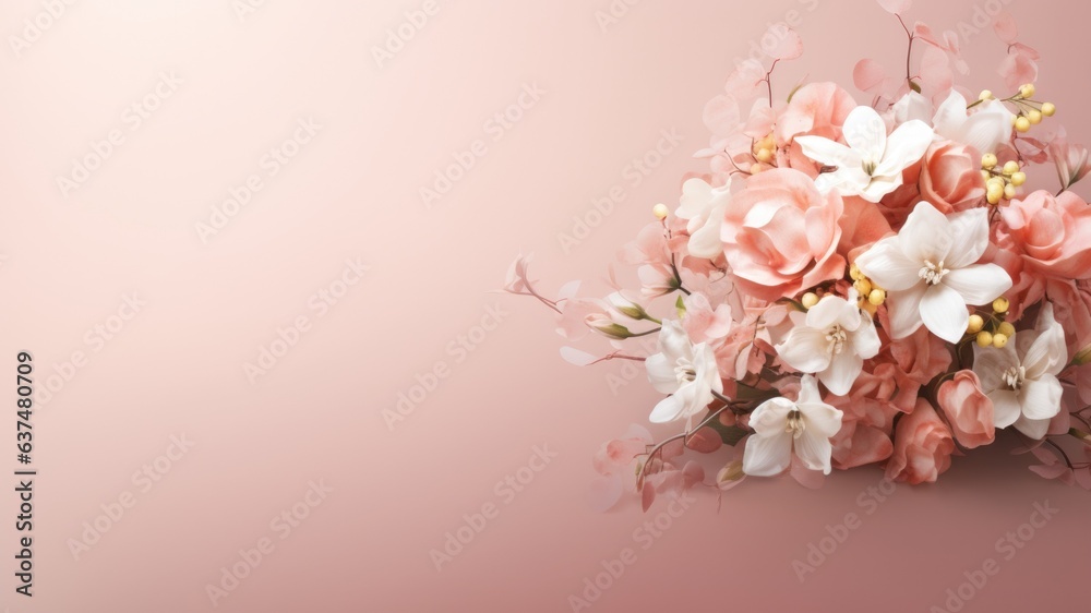 custom made wallpaper toronto digitalBouquet of pink and white flowers on a pink wall, wishes for a marriage filled with blessings, layout for wedding marriage wishes and celebration background with copy space for text