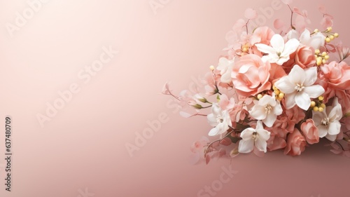 Wallpaper Mural Bouquet of pink and white flowers on a pink wall, wishes for a marriage filled with blessings, layout for wedding marriage wishes and celebration background with copy space for text Torontodigital.ca