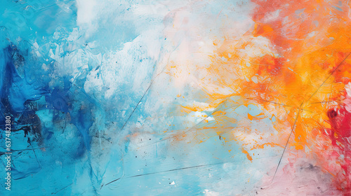 Bold and vibrant abstract paint splatters in a variety of colors