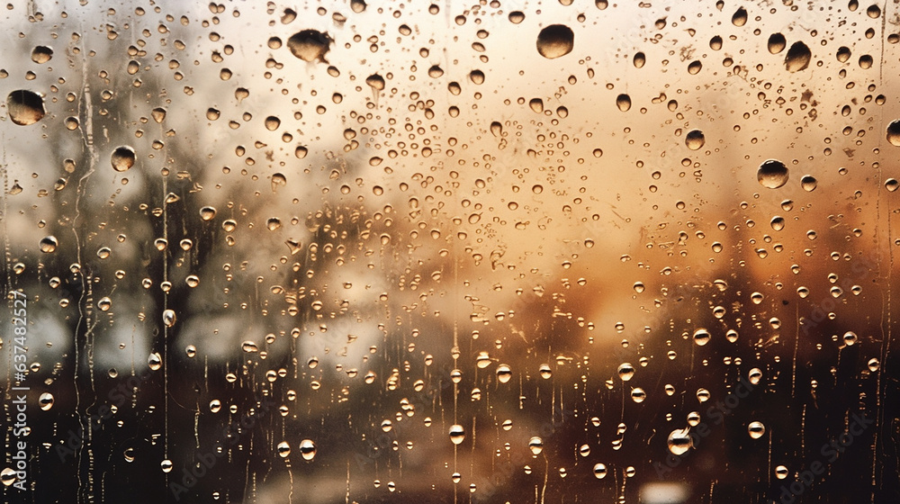 Rain drops on the glass. Rain drops on the window. Rainy day.