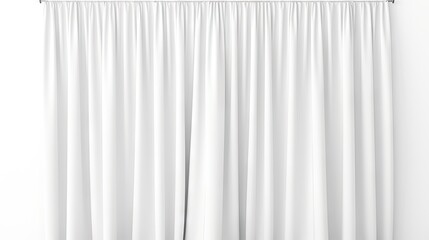 White curtains with a front view isolated on a white background, photo ready for mock up.