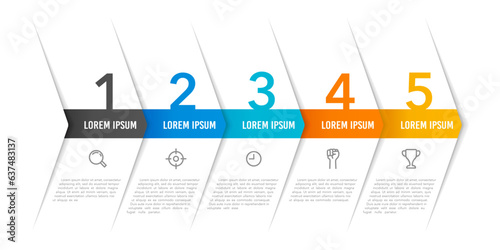 5 process arrows infographic template. Vector illustration.