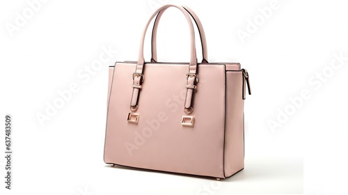  a pink handbag with two handles on a white background.  generative ai