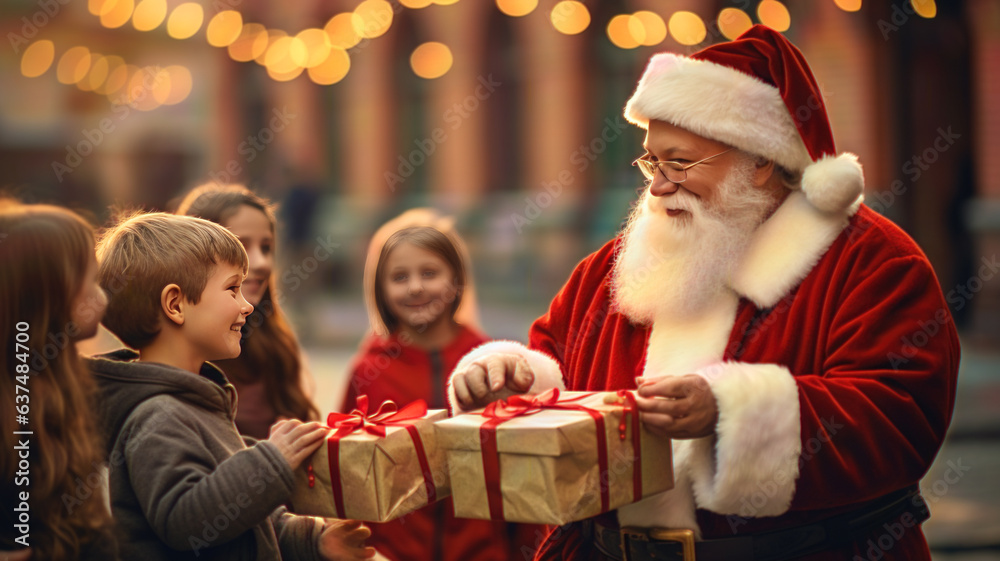 Magical Moment: Santa Distributing Gifts to Children