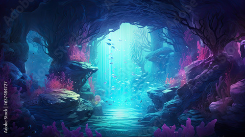 Underwater forest, fantasy scenery, illustration © EchoStudios