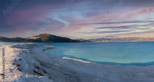 Blue turquoise water Salda lake Turkey