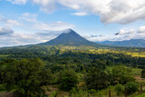 Serene Landscape Amidst Majestic Mountains and Lush Forest Volcano in Costa Rica