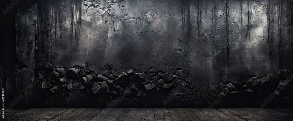 fondo abstracto negro de piedra rugosa, concepto halloween, deilustracion de ia generativa - obrazy, fototapety, plakaty 