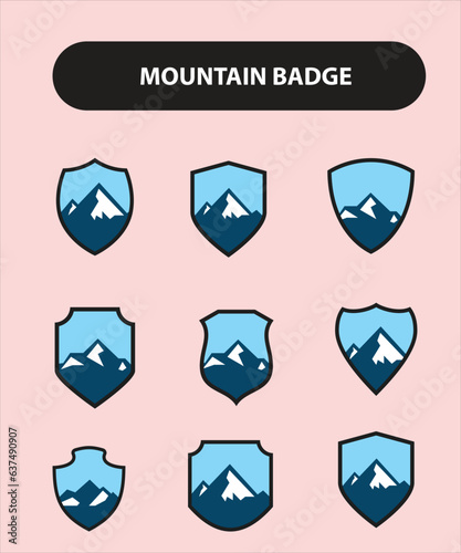 Free Download Set of nine mountain travel emblems. Camping outdoor adventure emblems, badges and logo patches. Mountain tourism, hiking. Forest camp labels in vintage style - GFXLoad